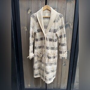 Anthropologie Chunky Knit Sweater Coat Cardigan Wool Mohair Blend Size L
